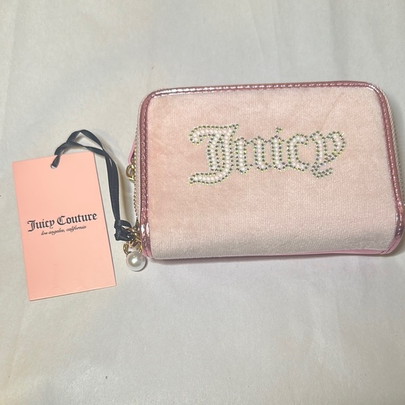 Juicy Couture Pink Compact Wallet with Shimmer Finish - Picture 1 of 3